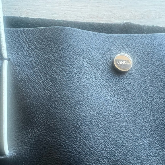 Vince Signature Collection East/West Italian Leather Tote in Black/White - Picture 12 of 17